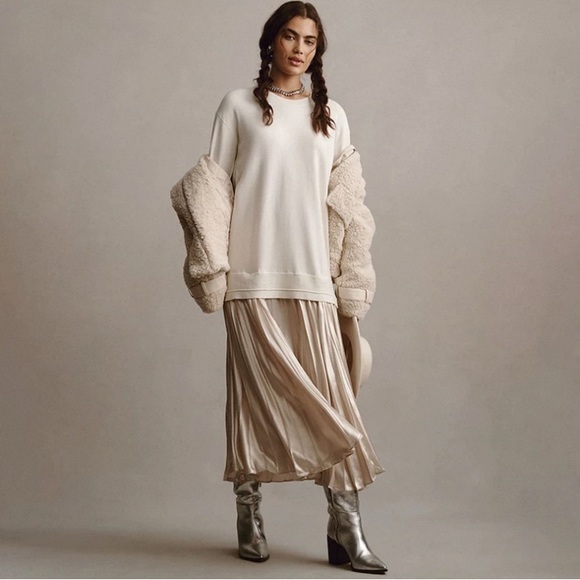 Anthropologie Dresses & Skirts - NEW By Anthropologie Long-Sleeve Pleated Twofer Sweater Midi Dress